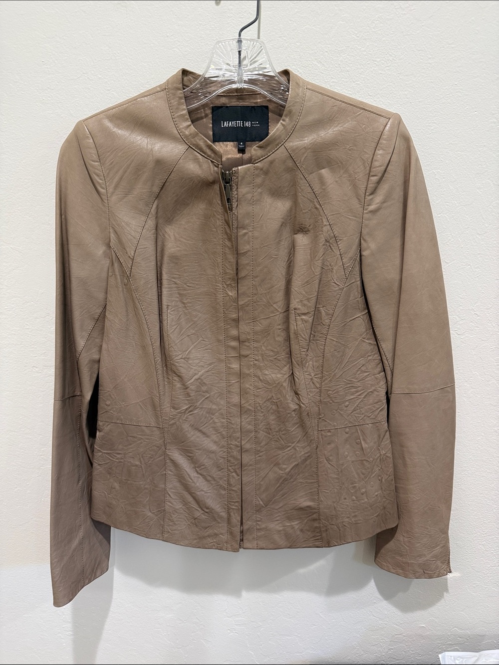 Lafayette 148 New York Tan Brown Leather Jacket